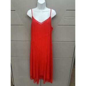 Elie Tahari Red 100% silk Shirley Slip Midi Dress Sz M No Belt Y2K Luxury Cami